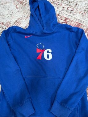 Nike Royal Blue 76ers Pullover Hoodie with Red & White Accents